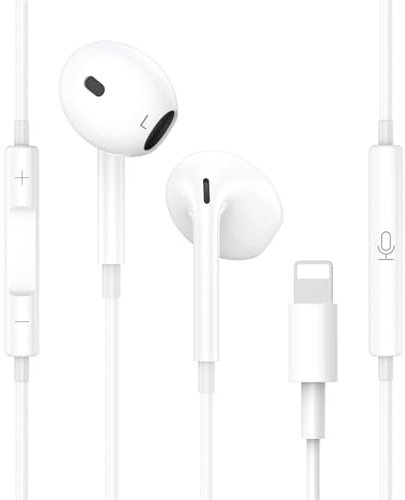 Cuffie In-Ear per iPhone, [Certificate MFI] Cuffie Cablate per iPhone con Microfono e Controllo del Volume, Auricolari Stereo HiFi Compatibili con iPhone 14/1-3/Mini/12/SE/11/XR/8/7 per Tutti gli iOS