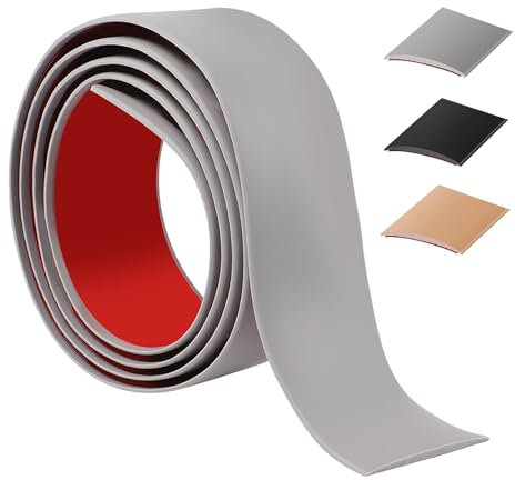 100cm Striscia di soglia Autoadesivo,Flessibile Profilo di Transizione PVC, Strisce di Transizione Per Soggiorno,Transizione del pavimento Per Unire Le Fughe Del Pavimento/Piastrelle(5cm,Grigio)