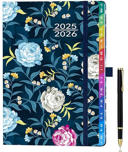 A5 Kalender 2025/2026 – Wochenkalender, 1 Woche auf 2 Seiten mit Monatsübersicht, Schülerplaner, Studienplaner, Familienplaner für Schule, Uni, Büro, Aug. 2025 – Jul. 2026, Mitternachtsblau