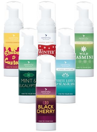 Alcohol-Free Foaming Hand Sanitiser - 6 Pack Scented 50ml Bottles - Gentle Non-Alcohol Formula Made in UK - Perfect for Kids, Schools & Family Use