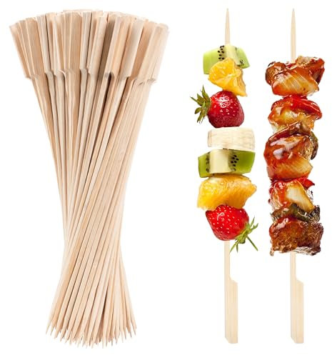 ANTETOK 100 Pieces Bamboo Skewers 30cm, Premium Food Grade BBQ Skewers Bamboo Cocktail Sticks for Finger Food, Kebab, Canape, Marshmallow, Fruit and Burger