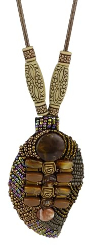 Joddfly Bohemian Beaded Leaf Pendant Necklace, 31.5 inches Long, Colorful Handcrafted Design, Standard size, Ceramic, No Gemstone