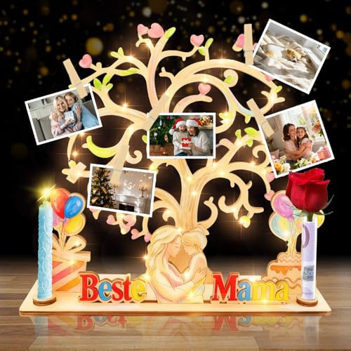 Sunwuun LED Weihnachtsgeschenke für Mama,Muttertag Geschenk mit Farben and Pinsel,Muttertag Basteln,Geburtstagsgeschenk für Mama,Weihnachten Geldbaum Geschenke,Mama Geschenk von Tochter Sohn