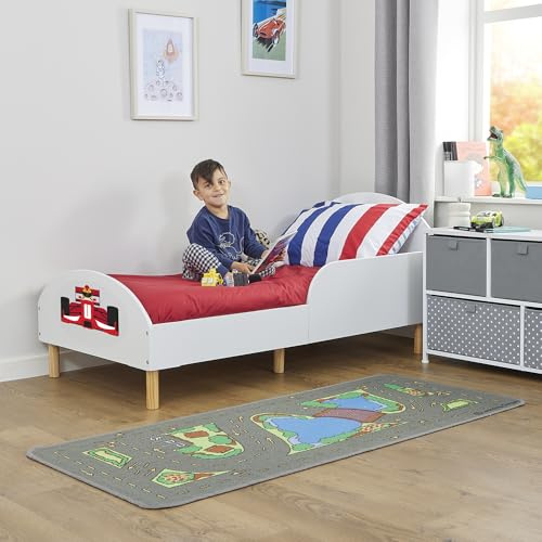 Liberty House Toys Kids Toddler Bed, Formula 1, H68 x W74 x D144cm, White