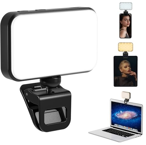 PUGTOW Selfie Light for Phone, 54 LEDs Phone Light Clip On | 3 Lighting Modes, 5 Brightness Levels, 650mAh Rechargeable, Portable Video Conference Lighting, for Laptop, Make-up, Youtube