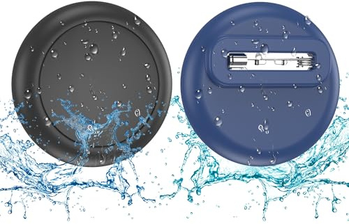 SPGUARD 2er Pack Versteckte Apple Airtag Hülle Kinder, wasserdichte Silikon-Schutzhülle mit Sicherheitsnadeln für Kinder, Senioren, Haustiere, Kleidung, Rucksack, Gepäck (Schwarz/Blau)