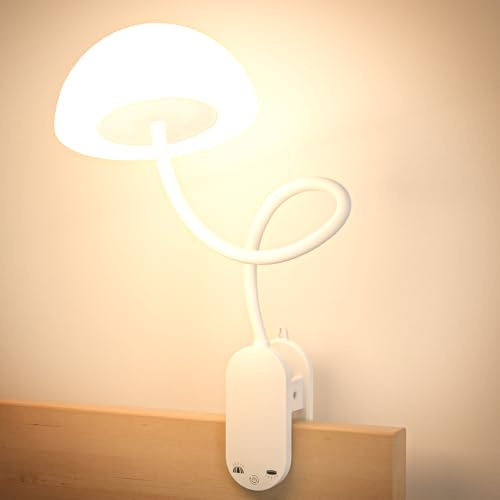 ZAPLIT Wiederaufladbare Klemmlampe, kabellose Tischlampe mit Touch-Steuerung, RGB-Ambientelicht & 3000K–6000K dimmbare Leselampe für Tisch, Bett & Kopfteil - Weiß