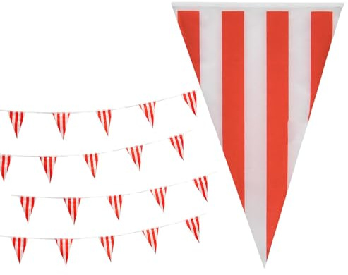 Yonuaret Karneval Zirkus Wimpel Banner,Schnur-Wimpelketten-Flaggen | Rot-weißes Wimpelbanner, gestreiftes -Flaggen-Banner für Karnevalszirkus, Kindergeburtstag, Weihnachts-Silvester-Feier