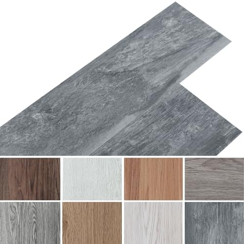 INMOZATA PVC Bodenbelag 5.01m² Vinylboden Selbstklebend Wasserdichte Bodenaufkleber für Küche Bad Haus Bodenfliese, 91.5 X 15.2CM, Nebel Grau
