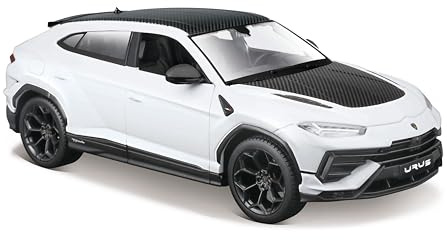 MAISTO Lamborghini Urus Performante, weiß-schwarz - Modellauto 1:24 Originalgetreues Sammlerauto Spielzeugauto mit beweglichen Lenkrad, Türen & Haube, ab 3 Jahren (532928OG)