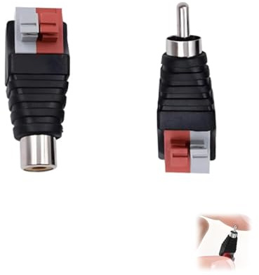 CHXTguyue RCA to Speaker Wire Adapters 2 Pack Gold Plated - RCA Male to AV Screw Terminal Spring Press Balun Phono Plug Connectors for CCTV, Home Audio, Subwoofer | Premium Audio Video Conversion