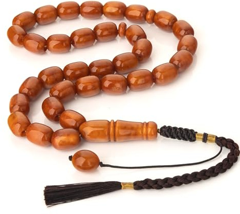 Seltener Bernstein Tasbih (Misbaha) - 33 Barrel Perlen, Vintage-Stil, Bernstein Rosenkranz 56 g, Für Spirituelle Praxis und Geschenk