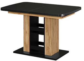 Vicco Esstisch Fenaro, Schwarz/Goldkraft Eiche, 120 x 80 cm, ausziehbar mit Synchronauszug für Variable Tischlänge