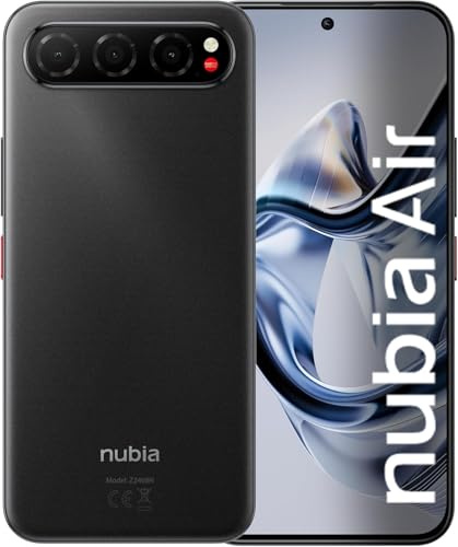 NUBIA AIR, Smartphone 5G ultrasottile, Display AMOLED 6,78, 512 GB, RAM 8 GB, Tripla fotocamera AI 50MP, Batt. 5000mAh, resiste a acqua e polvere (IP68 & IP69), Titanimu Black