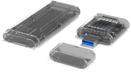 Jnchdghwa M.2 NVMe SSD-Gehäuse, Abnehmbarer M.2 auf Typ-A USB3.2 Externer Adapter, NVME SSD-Gehäuse, Laptop-Zubehör, Transparent,