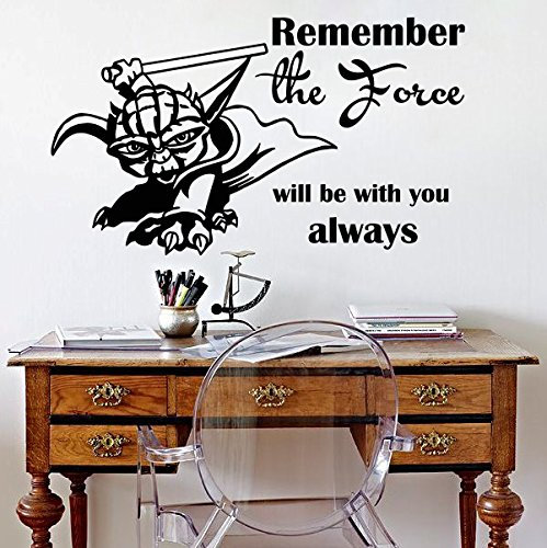 Vinyl Wandtattoo Zitat Remember the Force Will Be With You Always Jedi-Meister Yoda Star Wars Sprüche Sprichwörter Wandaufkleber Wandsticker Wanddekoration Kinderzimmer Jugendzimmer Geschenk M180