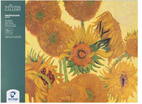 The National Gallery Van Gogh Aquarellpapierblock, 63,5 kg, weißes Papier, 12 Blatt, 30 x 40 cm, Sonnenblumen