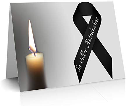 Stilvolle Trauerkarten/Beileidskarten/Kondolenz/inklusive Kuvert/Motiv wählbar/Anzahl wählbar/Anteilnahme /,Anzahl:5er Set, Motiv:Schleife - In stiller Anteilnahme