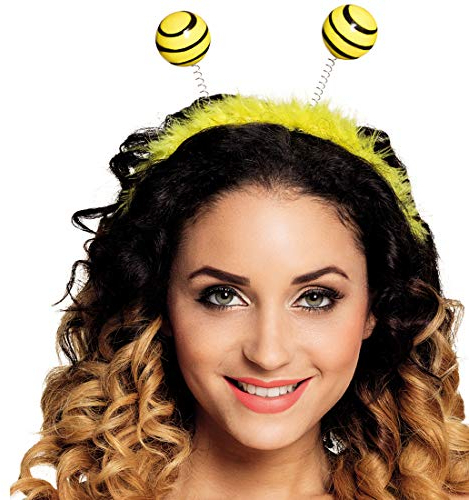 NET TOYS Niedlicher Haarreif Biene für Erwachsene - Gelb-Schwarz - Tierische Damen-Kopfbedeckung Tiara mit Fühlern und Plüsch - Genau richtig für Mottoparty & Karneval