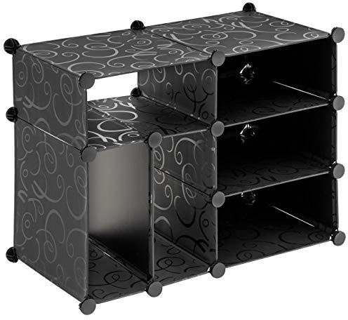 Nexos Trading Schuhschrank Steckregal schwarz 57x71x37cm erweiterbar Schuhregal DIY abwaschbarer Schuhständer stapelbar Schuhablage modulbauart platzsparend