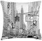 ABAKUHAUS NYC Kissenbezug, Straße von New York Urban Sketch, Dekokissenhüllen Waschbar Inn/Outdoor Beidseitiger Druck mit Reißverschluß, 50 x 50 cm, Weiß Grau