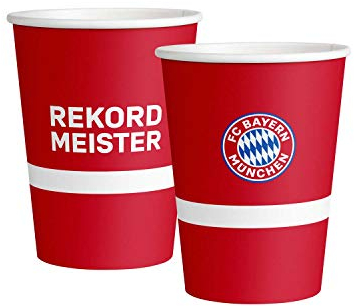 Amscan 9906507 - FC Bayern München Trinkbecher, 8 Stück, 250 ml, Papier, Fanclub, Fußball, Party, Einweggeschirr, Gläser, Tischdeko