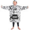 Fortnite Pull Plaid Chaud à Capuche Oversize Garçon et Ado 14+ Poncho Polaire Pull Couverture Portable Extra Longue Cadeau Gamer (Blanc/Noir Enfants)