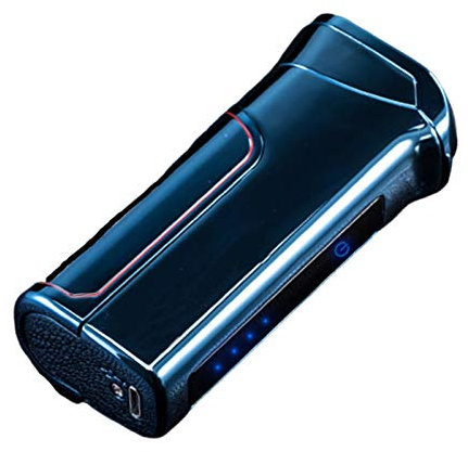 Electric Cigar Lighter USB Rechargeable Flameless Windproof Electronic Pulse Double arc Cigarette free Plasma Lighter with Replaceable Battery for Smoking Camping Bbq Stove,Blue