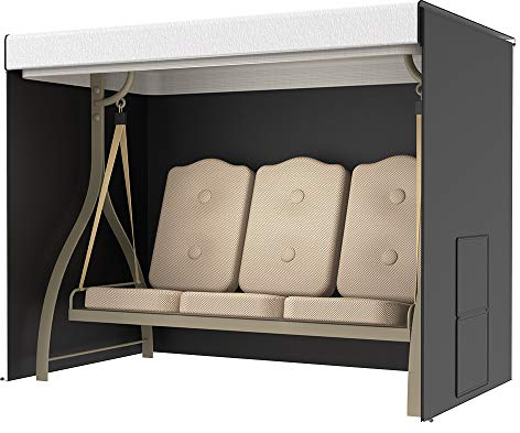 Housse de Balancelle de Jardin 3 Places Oxford 210D, Bâche de Balancelle Anti-UV Imperméable Coupe-Vent, Couverture de Protection Balançoire Hamac pour Extérieur (220×125×170cm)