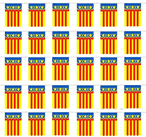 Durabol Cadena de Bandera Comunidad Valenciana 70 Banderin 20 X 30 CM - 50 Metro