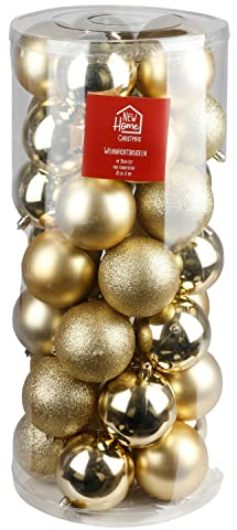 BURI 35 Stück 8cm große Weihnachtskugeln goldene Christbaumkugeln Kunststoff Christmas Decorations weihnachtsdeko innen Baumschmuck Weihnachten Christbaumkugeln Christmas Decor Weihnachtsbaumschmuck