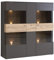 Newroom Vitrine Grau und Planked Eiche Vitrinenschrank Modern - 149,8x152,1x41,3 cm (BxHxT) - Glasvitrine Standvitrine Glasschrank - [Melvin.Four] Wohnzimmer Wohnstube