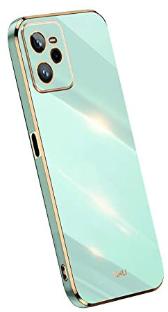 GOKEN Hülle für Realme C35, Schutzhülle TPU Silikon Handyhülle mit Galvanisieren von Phnom Penh, Stoßfest Bumper Case Soft Cover, Grün