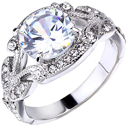 TBTB Damen Diamant Mode Ring Diamantring 925 Sterling Silber Schmuck mit Zirkonia Geburtstag Vorschlag Hochzeitsringe Antragsring Silberringe Diamantring Geschenk Brautring für Freundin