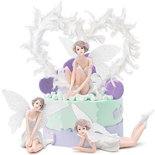 JJQHYC Tortendeko Fee Figuren Kuchen Deko Geburtstag Elfen Figuren Kuchen Topper Fee Tortendeko Babyparty Geburtstag Hochzeit Cake Topper Feengarten Deko