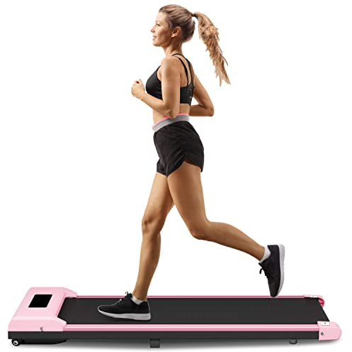 bigzzia Laufband für Zuhause Joggen - 1-10km/h Laufbänder Schreibtisch 120kg Laufgerät Elektrisch Tragbar Walking Pad mit LCD-Display + Fernbedienung