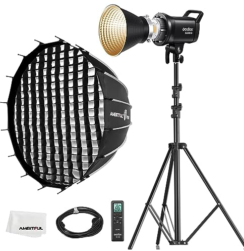 Godox SL60II-Bi LED Video Light 2800K-6500K Bi-Color Continuous Light with APP&Remote Control + PS60 Round softbox with Honeycomb Grid, Light Stand