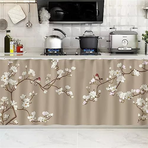 SK Studio Rideaux Courts rétro, Rideaux sous l'évier, Anti-poussière, Décoration de Fenêtre en Voile Demi Rideau pour Placard, Petit Fenêtre Style 5, 100x80cm