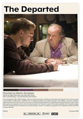 NEDOES Filmposter The Departed, Martin Scorsese, minimalistisches Filmposter, Leinwand-Poster, Schlafzimmer-Dekoration, Sportlandschaft, Büro, Raumdekoration, Geschenk, ungerahmt, 60 x 90 cm