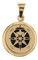 Ciondolo in oro giallo 18 kt pendente rosa dei venti piccola portafortuna gioiello uomo in oro giallo inciso lucido e satinato diametro 1,50 cm