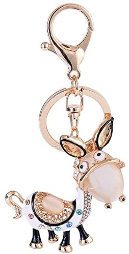 FrgmNt Lustiger Esel-Schlüsselanhänger, niedlicher Strass-Tier-Schlüsselanhänger, kleiner Esel-Tierliebhaber-Schlüsselanhänger, Mini-Taschen-Anhänger