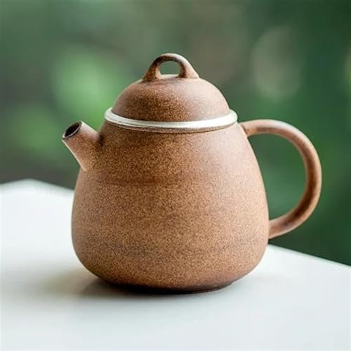 Afternoon Tea Set for Tea Gift Ornament Pure Handmade Silver Art Teapot Ancient Old Rock Clay Dargon Egg Pot Tea Brewing Kettle with Infuser 135ml Tea Set for Adults