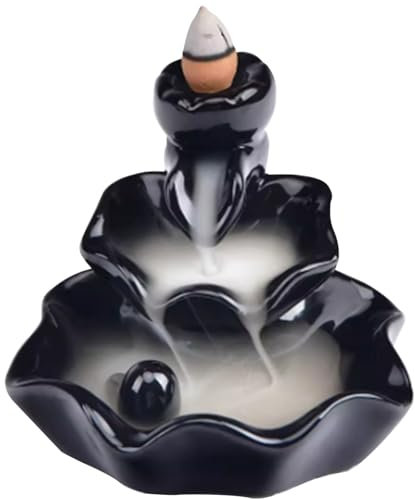 Rückfluss-Räuchergefäß, Keramik-Wasserfall-Räuchergefäß, Räucherwasserfall-Brunnen mit kleinem Räucherstäbchenhalter für Entspannung, Yoga, Reinigung, Meditation, Geschenk, Räucherwasserfall, Räuchers