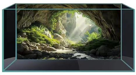 Didooou Image de fond 3D pour aquarium, colle PVC pour aquarium, autocollants décoratifs pour aquarium, boutique autocollants d'aquarium (cave-3, 40 x 80 cm)