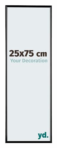 Your Decoration - Bilderrahmen 25x75 cm - Schwarz Hochglanz - Bilderrahmen aus Kunststoff mit Acrylglas - Antireflex - 25x75 Rahmen - Evry
