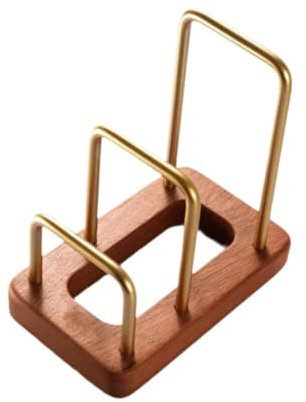 Sharplace Cutting Board Storage Rack, Chopping Board Organizer Stand, Wood Metal Cookware Holder, Pots Pan Lids Rack for Bakeware, 16.6cmx10cmx2.4cm