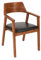 SAM Esszimmerstuhl Angel, Akazienholz nussbaumfarben, schwarzes Echtleder, Holzstuhl mit Armlehnen, ergonomischer Massivholz-Sessel mit Leder-Bezug, Stuhl für Küche, Esszimmer & Wohnzimmer