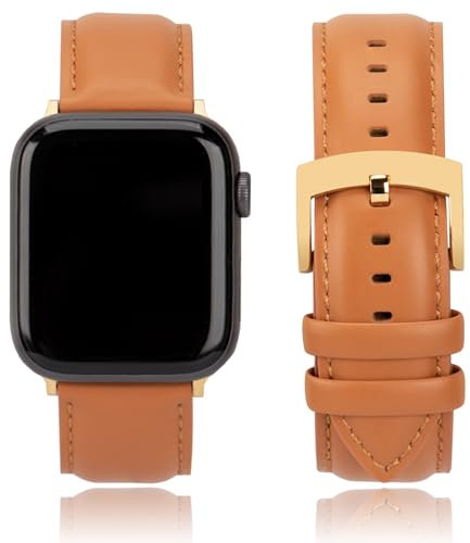 CORROPELLE Correas Reloj Cuero Compatible con Apple Watch 42mm 41mm 40mm 38mm para Hombre y Mujer, Elegante Correas de Reloj Cuero Genuino Repuesto Pulsera para iWatch 10 9 8 7 6 5 4 3 2 1 SE2 SE