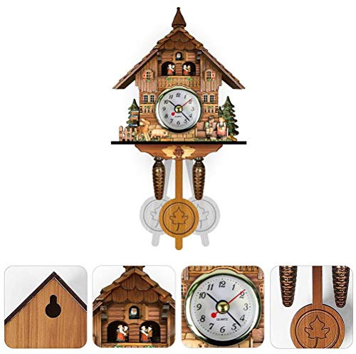 Ausla wanduhr kuckucksuhr antikes hölzernes vogelhaus automatische schaukel glockenpendel heimdekoration hängende kuckucksvogelhaus schaukelglocke pendelkuckucksuhr