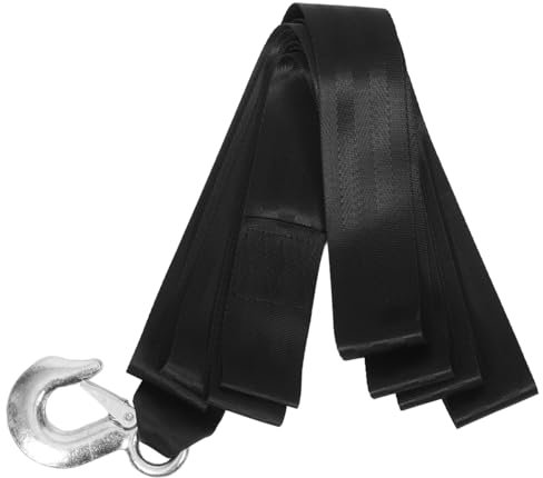 Fune Di Traino Per Auto Cinghia Per Verricello Da Barca Con Gancio Cinghie Di Traino Per Auto Funi Di Traino Cinghie Pesanti Cinghia Del Verricello Della Barca Black Poliestere PartyKindom